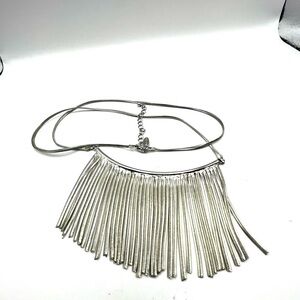 Natasha necklace Bold Chain Bar Necklace Silvertone Necklace with Chains